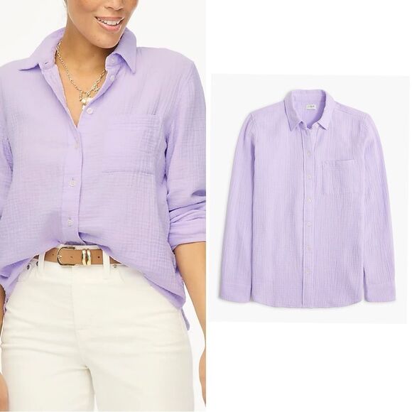 NWT J CREW Shirred-waist top in viscose crepe in lavender - Picture 1 of 6